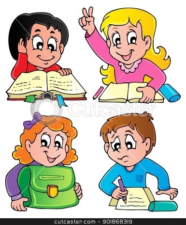 To use this stock image in your creative project, please select the size you need over to the right and click the "Add to Cart" button.
Your downloaded image will come with the Cutcaster watermark removed so don’t worry about the watermark you see on this page. School pupils theme image 2 stock vector clipart, School pupils theme image 2 - vector illustration. by Klara Viskova