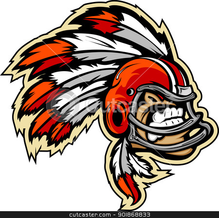 To use this stock image in your creative project, please select the size you need over to the right and click the "Add to Cart" button.
Your downloaded image will come with the Cutcaster watermark removed so don’t worry about the watermark you see on this page. Indian Chief Football Mascot Wearing Helmet with Feathers Vector stock vector clipart, Graphic Vector lmage of an Indian Chief Football Mascot with Feathers on Football Helmet by chromaco