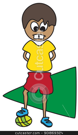 To use this stock image in your creative project, please select the size you need over to the right and click the "Add to Cart" button.
Your downloaded image will come with the Cutcaster watermark removed so don’t worry about the watermark you see on this page. soccer player stock vector clipart, funny illustration of young boy with ball near green field by metrue