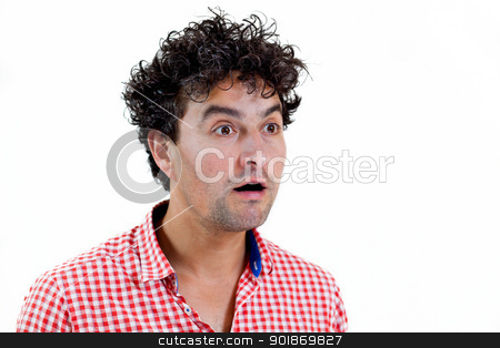 Casual man surprised Casual man surprised stock photo, Young man very surprised, isolated on white background by tristanbm