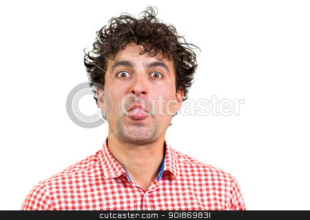 To use this stock image in your creative project, please select the size you need over to the right and click the "Add to Cart" button.
Your downloaded image will come with the Cutcaster watermark removed so don’t worry about the watermark you see on this page. Man wincing stock photo, Expressive and funny young man, isolated on white background by tristanbm