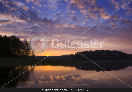 To use this stock image in your creative project, please select the size you need over to the right and click the "Add to Cart" button.
Your downloaded image will come with the Cutcaster watermark removed so don’t worry about the watermark you see on this page. Sunrise. stock photo, Colorful sunrise over the lake, aRGB. by Piotr Skubisz