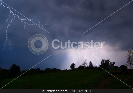 To use this stock image in your creative project, please select the size you need over to the right and click the "Add to Cart" button.
Your downloaded image will come with the Cutcaster watermark removed so don’t worry about the watermark you see on this page. Night thunderstorm. stock photo, Thunderstorm in Poland - lightnings in the night. by Piotr Skubisz