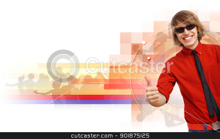 Happy smiling young man dancing Happy smiling young man dancing stock photo, Happy smiling young man dancing and listening to music by Sergey Nivens