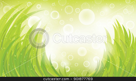 Vector green natural background Vector green natural background stock vector clipart, Green natural background with grass and rain, vector, format eps10 by Alex Gontar