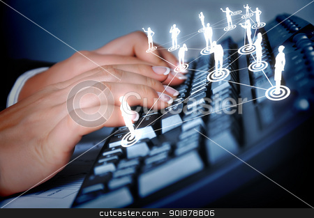 Computer keyboard and social media images Computer keyboard and social media images stock photo, Computer keyboard and multiple social media images by Sergey Nivens