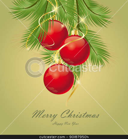 Christmas background Christmas background stock vector clipart, Vector Christmas background decorated with branches by Miroslava Hlavacova