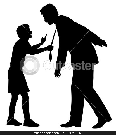 My future My future stock vector clipart, Editable vector silhouette of a young boy warning a man who could be his father or a businessman as a concept of responsibility to future generations by Robert Adrian Hillman
