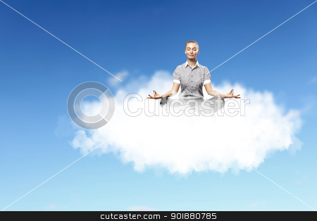 To use this stock image in your creative project, please select the size you need over to the right and click the "Add to Cart" button.
Your downloaded image will come with the Cutcaster watermark removed so don’t worry about the watermark you see on this page. Businesswoman meditating sitting on the cloud stock photo, Businesswoman meditating sitting on the white cloud by Sergey Nivens