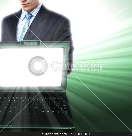 Image of notebook with shining screen Image of notebook with shining screen stock photo, Image of notebook with shining screen and light by Sergey Nivens