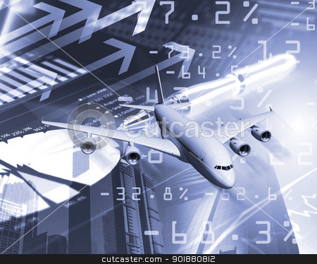 Plane against business background Plane against business background stock photo, Image of a plane against business background by Sergey Nivens