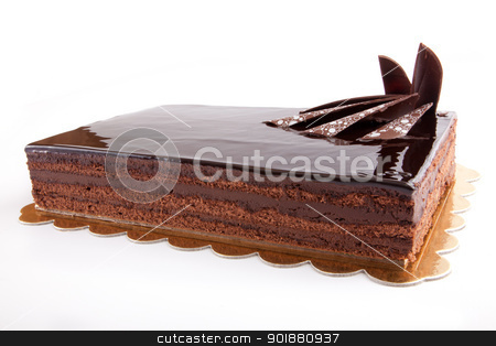 Chocolate Cack Chocolate Cack stock photo, Chocolate glossy dark Cake on white stuffed with nuts by amgadedwardart