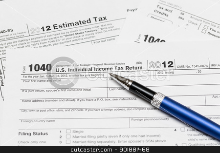 To use this stock image in your creative project, please select the size you need over to the right and click the "Add to Cart" button.
Your downloaded image will come with the Cutcaster watermark removed so don’t worry about the watermark you see on this page. USA tax form 1040 for year 2012 stock photo, Tax form 1040 for tax year 2012 for US individual tax return with pen by Steven Heap