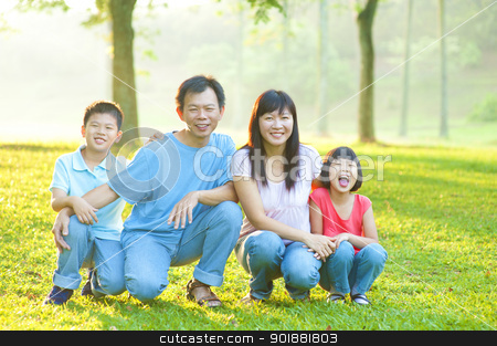 To use this stock image in your creative project, please select the size you need over to the right and click the "Add to Cart" button.
Your downloaded image will come with the Cutcaster watermark removed so don’t worry about the watermark you see on this page. Outdoor family stock photo, Happy Asian family in the park by szefei