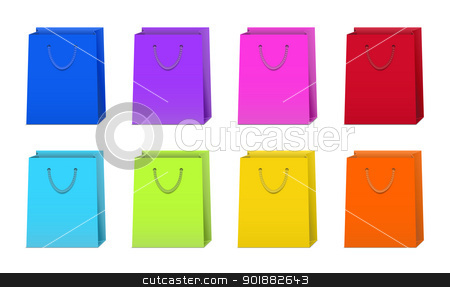 Set of Colorful Shopping Bags Set of Colorful Shopping Bags stock vector clipart, Set of shopping bags in 8 different colors by Ludek Vodicka