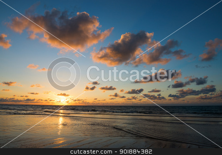Sunset on the sea Sunset on the sea stock photo, Sunset on the sea with beautiful clouds on blue sky by Iryna Rasko