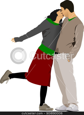Kissing Couple vector illustration Kissing Couple vector illustration stock vector clipart, Kissing Couple vector illustration by Leonid Dorfman