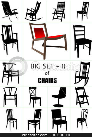 Big set of home chair silhouettes. Vector illustration Big set of home chair silhouettes. Vector illustration stock vector clipart, Big set of home chair silhouettes. Vector illustration by Leonid Dorfman