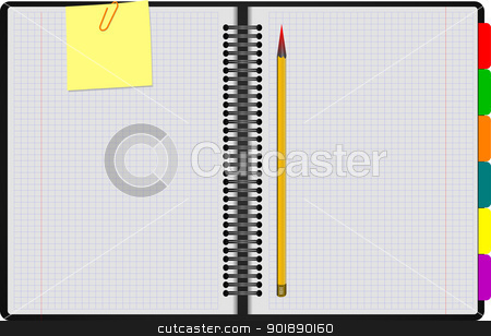 To use this stock image in your creative project, please select the size you need over to the right and click the "Add to Cart" button.
Your downloaded image will come with the Cutcaster watermark removed so don’t worry about the watermark you see on this page. Black Notebook open on white background with clipped yellow none stock vector clipart, Black Notebook open on white background with clipped yellow none and yellow pencil. Vector illustration by Leonid Dorfman