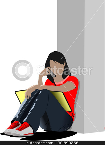 To use this stock image in your creative project, please select the size you need over to the right and click the "Add to Cart" button.
Your downloaded image will come with the Cutcaster watermark removed so don’t worry about the watermark you see on this page. Schoolgirl sitting and reading. Back to school. Vector illustrat stock vector clipart, Schoolgirl sitting and reading. Back to school. Vector illustration by Leonid Dorfman