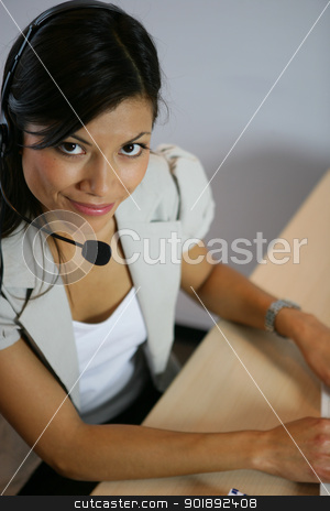 Woman wearing a headset Woman wearing a headset stock photo, Woman wearing a headset by photography33