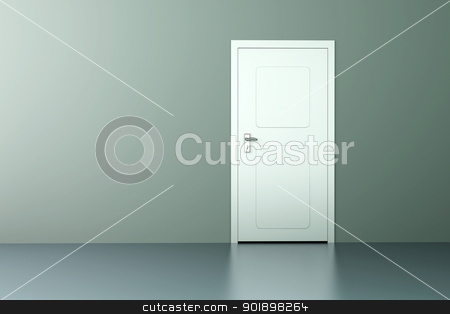 Door Door stock photo, A closed door in a empty room. 3D rendered illustration. by Michael Osterrieder