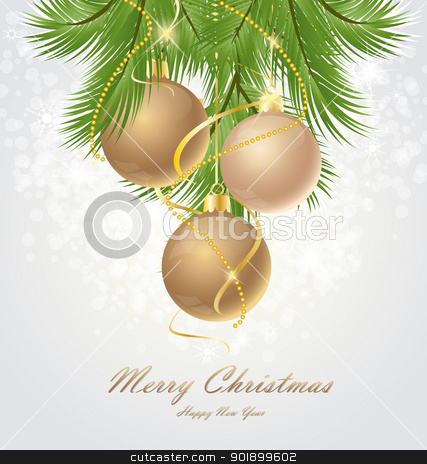 Christmas background Christmas background stock vector clipart, Vector Christmas background decorated with branches by Miroslava Hlavacova