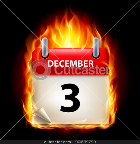 Burning calendar Burning calendar stock photo, Third December in Calendar. Burning Icon on black background by dvarg