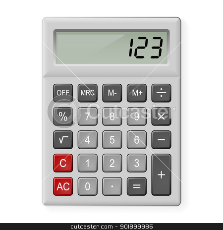 Gray Calculator Gray Calculator stock photo, Top View of Gray Calculator. Illustration on white by dvarg