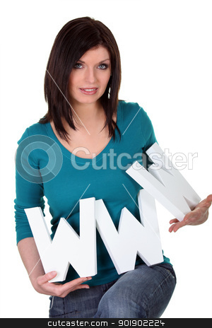 Woman with letters www Woman with letters www stock photo, Woman with letters www by photography33