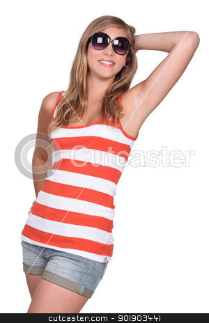 To use this stock image in your creative project, please select the size you need over to the right and click the "Add to Cart" button.
Your downloaded image will come with the Cutcaster watermark removed so don’t worry about the watermark you see on this page. portrait of a young girl in summer clothes stock photo, portrait of a young girl in summer clothes by photography33