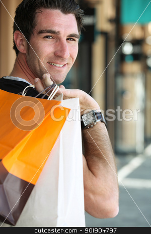 To use this stock image in your creative project, please select the size you need over to the right and click the "Add to Cart" button.
Your downloaded image will come with the Cutcaster watermark removed so don’t worry about the watermark you see on this page. Man carrying shopping bags over shoulder stock photo, Man carrying shopping bags over shoulder by photography33