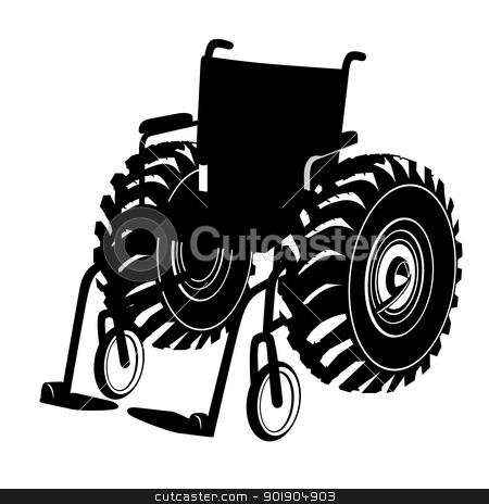 Wheelchair Wheelchair stock vector clipart, Funny the contour of the wheelchair. Black and white illustration. by Sergey Skryl
