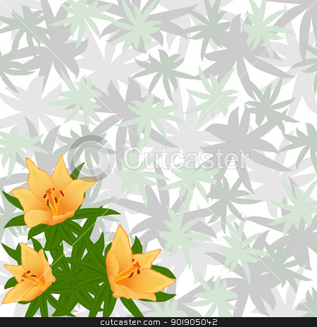 Summer flowers Summer flowers stock vector clipart, Bouquet of flowers on a background of leaves. The illustration on a white background. by Sergey Skryl