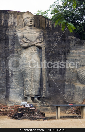 To use this stock image in your creative project, please select the size you need over to the right and click the "Add to Cart" button.
Your downloaded image will come with the Cutcaster watermark removed so don’t worry about the watermark you see on this page. Standing Buddha at Polonnaruwa, Sri Lanka stock photo, The statues of the Lord Buddha in Gal Vihara at Polonnaruwa are cut from a single granite wall in 12th century A.D. The photograph here depicts the standing Buddha meditating and was commisioned by Parakramabahu. Polonnaruwa is a UNESCO World Heritage site. by Abdul Sami Haqqani