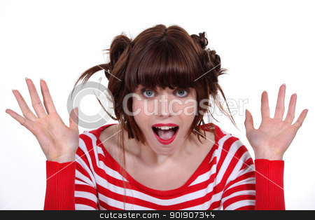 To use this stock image in your creative project, please select the size you need over to the right and click the "Add to Cart" button.
Your downloaded image will come with the Cutcaster watermark removed so don’t worry about the watermark you see on this page. Surprised girl stock photo, Surprised girl by photography33