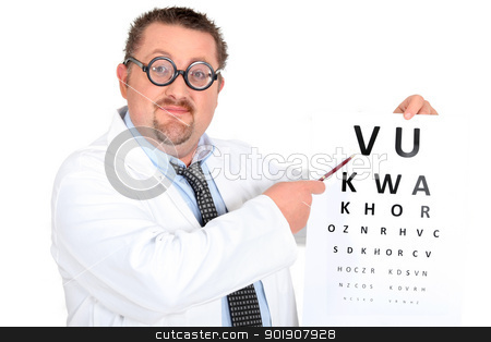 To use this stock image in your creative project, please select the size you need over to the right and click the "Add to Cart" button.
Your downloaded image will come with the Cutcaster watermark removed so don’t worry about the watermark you see on this page. Comedy optician with an eyechart stock photo, Comedy optician with an eyechart by photography33
