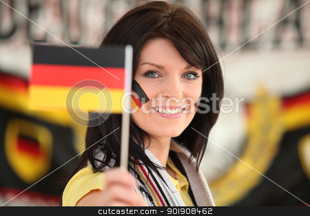 To use this stock image in your creative project, please select the size you need over to the right and click the "Add to Cart" button.
Your downloaded image will come with the Cutcaster watermark removed so don’t worry about the watermark you see on this page. Woman supporting the German football team stock photo, Woman supporting the German football team by photography33