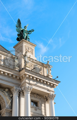 To use this stock image in your creative project, please select the size you need over to the right and click the "Add to Cart" button.
Your downloaded image will come with the Cutcaster watermark removed so don’t worry about the watermark you see on this page. Symbolic sculpture of Music, Lviv theatre, Ukraine stock photo, Lviv theatre of opera and ballet exterior. The symbolic sculpture of Music. by Iryna Rasko