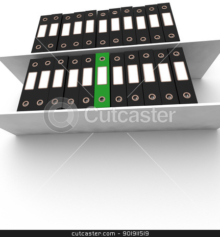 To use this stock image in your creative project, please select the size you need over to the right and click the "Add to Cart" button.
Your downloaded image will come with the Cutcaster watermark removed so don’t worry about the watermark you see on this page. Green File Amongst Black On Shelves For Getting Office Organized stock photo, Green File Amongst Black On Shelves For Getting The Office Organized by stuartmiles