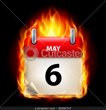 Burning calendar Burning calendar stock photo, Sixth May in Calendar. Burning Icon on black background by dvarg