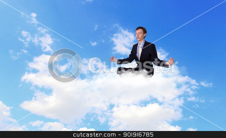 To use this stock image in your creative project, please select the size you need over to the right and click the "Add to Cart" button.
Your downloaded image will come with the Cutcaster watermark removed so don’t worry about the watermark you see on this page. Businessman meditating sitting on the cloud stock photo, Businessman meditating sitting on the white cloud by Sergey Nivens