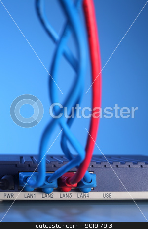 To use this stock image in your creative project, please select the size you need over to the right and click the "Add to Cart" button.
Your downloaded image will come with the Cutcaster watermark removed so don’t worry about the watermark you see on this page. ethernet cable stock photo, close up of the Ethernet Cables Plugged into Router by eskaylim