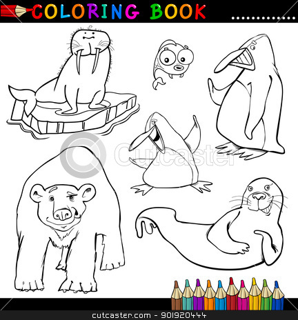 To use this stock image in your creative project, please select the size you need over to the right and click the "Add to Cart" button.
Your downloaded image will come with the Cutcaster watermark removed so don’t worry about the watermark you see on this page. Animals for Coloring Book or Page stock vector clipart, Coloring Book or Page Cartoon Illustration of Funny Marine and Polar Animals for Children by Igor Zakowski