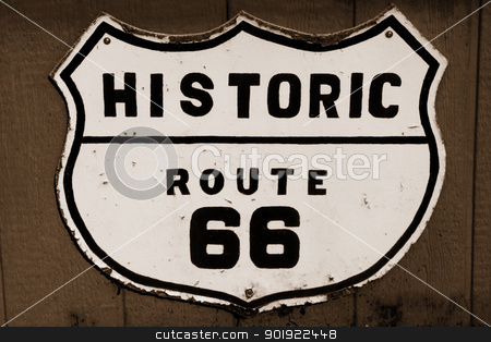 Historic route 66 Historic route 66 stock photo, Old historic route 66 sign in sepia by Sreedhar Yedlapati