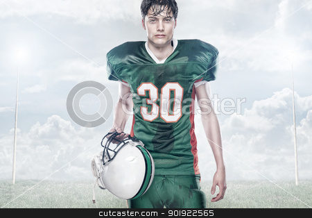 American football American football stock photo, Young american football player by Picturehunter