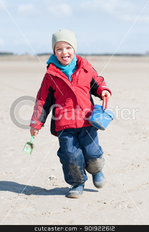 To use this stock image in your creative project, please select the size you need over to the right and click the "Add to Cart" button.
Your downloaded image will come with the Cutcaster watermark removed so don’t worry about the watermark you see on this page. At the beach stock photo, Little boy running at the beach by Picturehunter