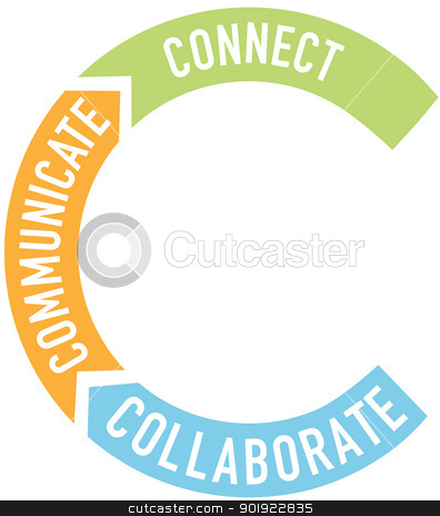 Connect collaborate communicate arrows Connect collaborate communicate arrows stock vector clipart, Big letter C starts your words about collaboration, connection, communication by Michael Brown