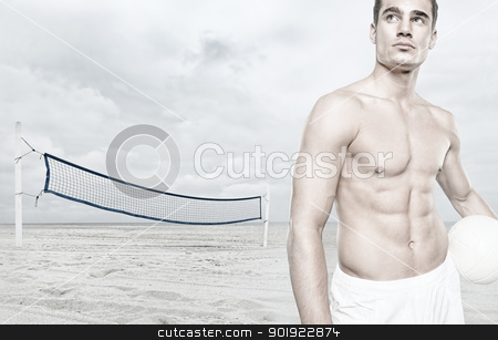 To use this stock image in your creative project, please select the size you need over to the right and click the "Add to Cart" button.
Your downloaded image will come with the Cutcaster watermark removed so don’t worry about the watermark you see on this page. Volleyball player stock photo, Young volleyball player at the beach by Picturehunter