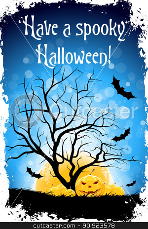 Have a Spooky Halloween Have a Spooky Halloween stock vector clipart, Abstract Blue Halloween Card with Message